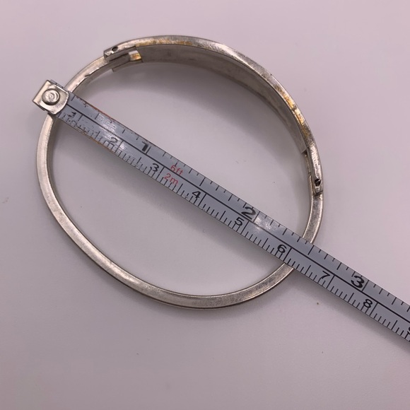 Vintage Mexico Alpaca silver pink shell inlay bangle - Picture 6 of 6